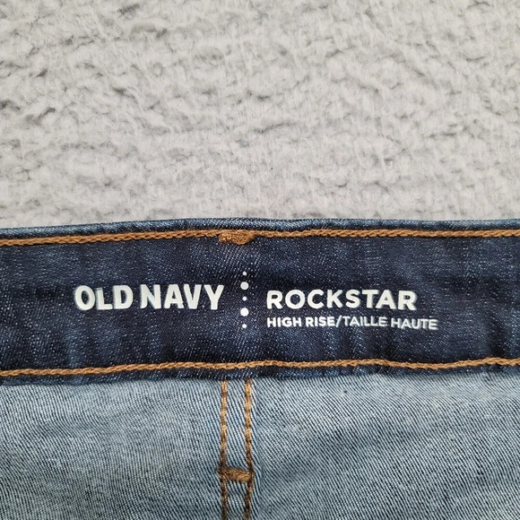 Old Navy Jeans Womens 12 Blue‎ Denim Rockstar Super Skin Mid Rise Pockets Casual - Picture 5 of 11